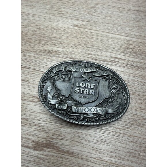 Lone Star Beer Vintage Belt Buckle 1982 Solid Brass Western Texas Cowboy - Picture 1 of 2